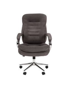 Кресло офисное для руководителя Home 795, с подголовником, на колёсиках, ткань Т - 55N, цвет серый Chairman
