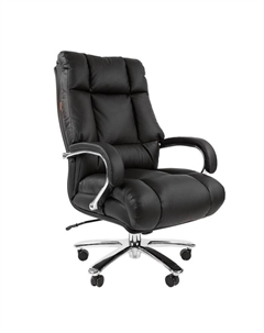 Кресло офисное для руководителя 405, с мягкими подлокотниками, на колёсиках, кожа, цвет чёрный Chairman