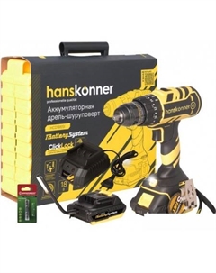 Ударная дрель-шуруповерт HCD1865I (с 2-мя АКБ, кейс) Hanskonner