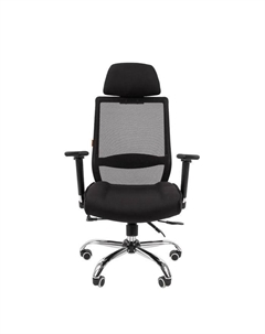 Кресло офисное для руководителя 555 LUX TW, с подголовником, на колёсиках, сетка/ткань, цвет чёрный Chairman