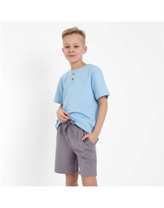 Комплект для мальчика (футболка, шорты), светло-голубой/серый, рост 152 см Minaku