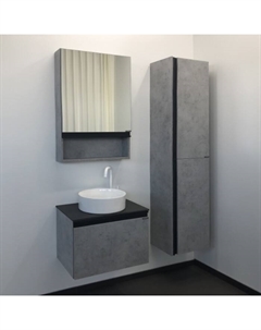 Тумба-умывальник «Эдинбург-60» цвет бетон светлый с черной столеш. с рак. 9111 Comforty