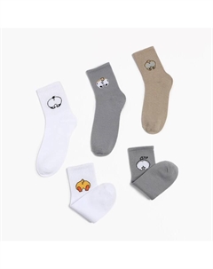 Набор носков женских «Обнимашки», 5 пар, размер 36-39 (23-25 см) Kaftan