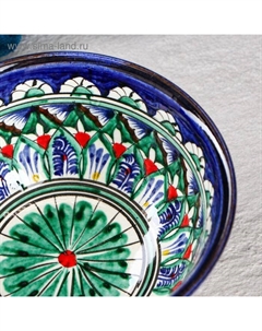 Бульонница узбекская Риштанская Керамика «Узоры», 500 мл, 14.5 см, синяя Шафран