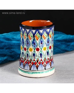 Кружка узбекская Риштанская Керамика «Цветы», 500 мл, синий МИКС Шафран