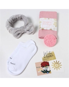 Набор подарочный новогодний "Happy holidays" полотенце и аксессуары (6 предметов) Этель