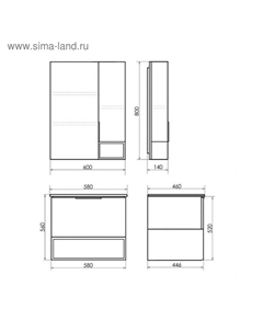 Тумба-умывальник «Франкфурт-60», дуб-шоколадно-коричневый с раковиной 60e Comforty