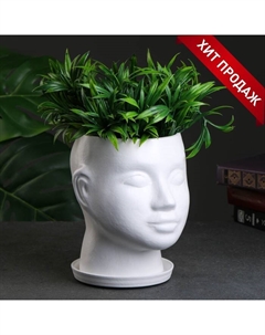 Горшок-органайзер «Голова», керамика, белое, 3 л, 21×19 см Хорошие сувениры