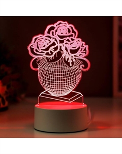 3D-светильник настольный светодиодный «Ваза с цветами», LED, RGB, от сети Risalux