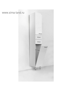 Шкаф - пенал для ванной комнаты 300, с корзиной для белья, 300×292×1900 мм, цвет белый Logro