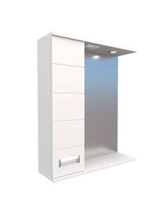 Зеркало – шкаф «Ника», левый, с подсветкой, 600×150×700 мм, цвет белый Logro