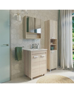 Зеркало шкаф для ванной комнаты «Марио 60», 600×700 мм, цвет дуб дымчатый Comforty