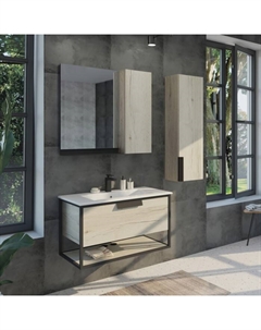 Зеркало шкаф для ванной комнаты «Бонн 90», 800×800 мм, цвет дуб дымчатый Comforty