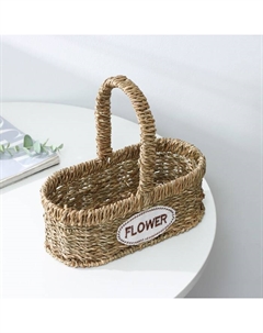 Кашпо для цветов плетёное с ручкой «Цветы», 24×12×23 см, коричневое Доляна