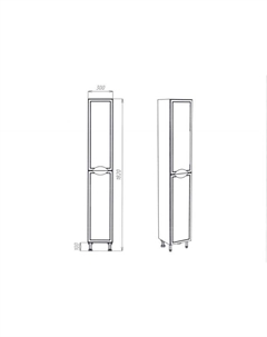 Шкаф – колонна «Лима», правая, 300×300×1820 мм, цвет белый Viant