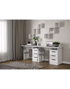 Стол письменный «. СТН - 3», 2040×600×750 мм, цвет белый брилл/белый глянец Клик мебель