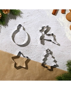 Формы для выпечки «Новогодние сладости», 4 шт. + лопатка Konfinetta