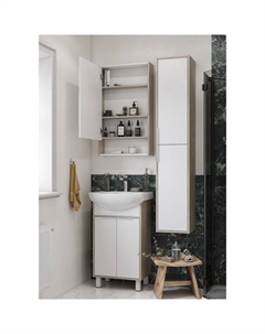 Зеркало – шкаф для ванной комнаты «Рико 50», 510×135×860 мм, цвет белый/ясень фабрик Aquaton