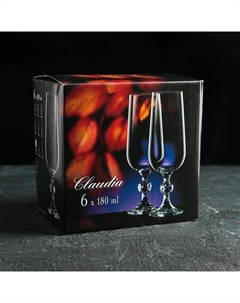 Набор бокалов для шампанского «Клаудия», 180 мл, 6 шт Bohemia crystal