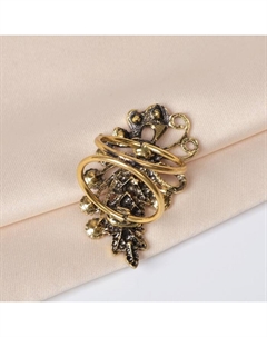 Кольцо для платка «Ветвь», цвет коричневый в чернёном золоте Qf