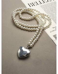 Портупея жемчужная с кулоном «Сердце», 129 см, белая в серебре Qf