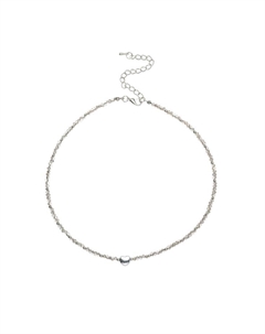 Чокер бисерный «Сердце» бусина №4, серый в серебре, 35 см Qf