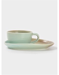 Чайная пара Sand Ripples, 2 предмета: чашка 300 мл, блюдце 19.8×15.8 см, фарфор, голубая Magistro
