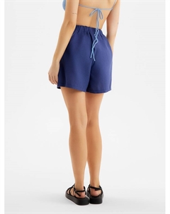 Шорты женские на резинке льняные : Safari, тёмно-синие, размер 44 Minaku