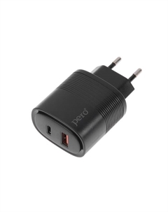 Сетевое зарядное устройство PERO TC11, USB, USB-C, 3 А, быстрая зарядка, черное Pero