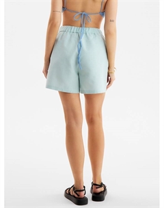 Шорты женские на резинке льняные : Safari, зелёные, размер 42 Minaku