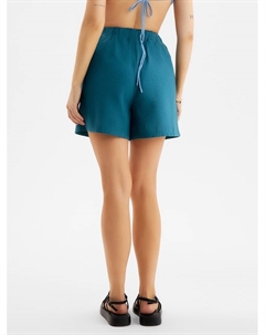 Шорты женские на резинке льняные : Safari, изумрудные, размер 44 Minaku