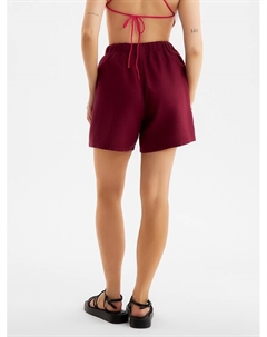 Шорты женские на резинке льняные : Safari, бордовые, размер 46 Minaku