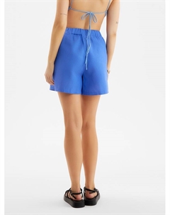 Шорты женские на резинке льняные : Safari, синие, размер 46 Minaku