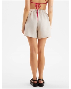 Шорты женские на резинке льняные : Safari, бежевые, размер 44 Minaku