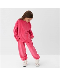 Костюм детский (свитшот, брюки) Plushy, размер 36 (134-140 см), фуксия Kaftan
