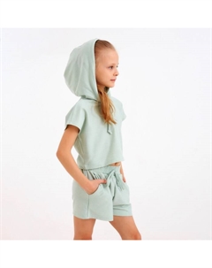 Комплект для девочки (топ, шорты) : Casual Collection, оливковый, рост 128 см Minaku