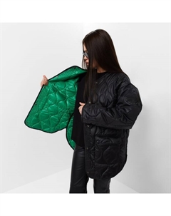 Куртка стёганая женская демисезонная Oversize, размер 50, чёрная Mist