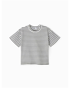 Футболка для девочки «Полоска», белая, чёрная, рост 90 см Kaftan