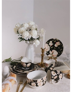 Салатник WY Pink O'hara, фарфор, 600 мл, d=14 см, чёрный Wilson&young