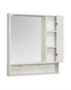 Зеркало – шкаф для ванной комнаты «Флай 80», 800×130×910 мм, цвет белый/дуб крафт Aquaton