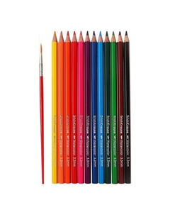 Карандаши цветные акварельные 12 цветов Safari, шестигранные, с кисточкой, европодвес Erichkrause