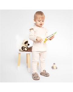 Комплект (лонгслив и брюки) для девочки, цвет светло-бежевый, рост 80-86 см Minaku