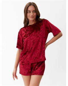 Пижама женская (футболка, шорты) «Бархат», размер 44-46, бордовая Kaftan