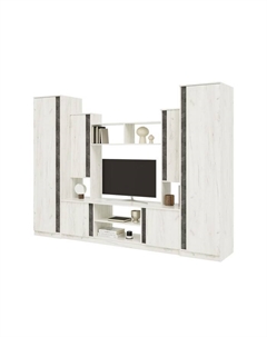 Стенка в гостиную «Атлантида - 5», с шкафами, 2800×510×2016 мм, цвет крафт белый/бетон тёмный Миф