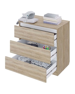 Комод для детской kids Simple 1980, 3 ящика, 800×505×797 мм, цвет вяз/белый Polini