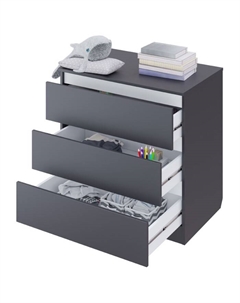 Комод для детской kids Simple 1980, 3 ящика, 800×505×797 мм, цвет серый - белый Polini