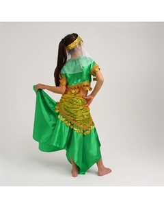 Карнавальный костюм восточный «Азиза в юбке», зелёно-жёлтый, блузка, юбка, косынка, повязка, размер 34 Страна карнавалия