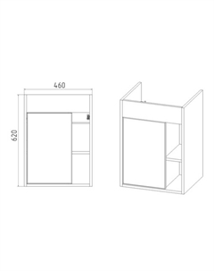 Тумба подвесная «Бостон», 1 ящик, с раковиной COMO 50, 380×460×620 мм, цвет графит Viant