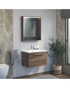 Зеркало короб с подсветкой «Томари 70» 880×800 мм, цвет дуб темно-коричневый Comforty