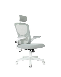 Кресло офисное «» MC-W101-H, с подголовником, сетка/ткань, цвет светло - серый/белый Бюрократ
